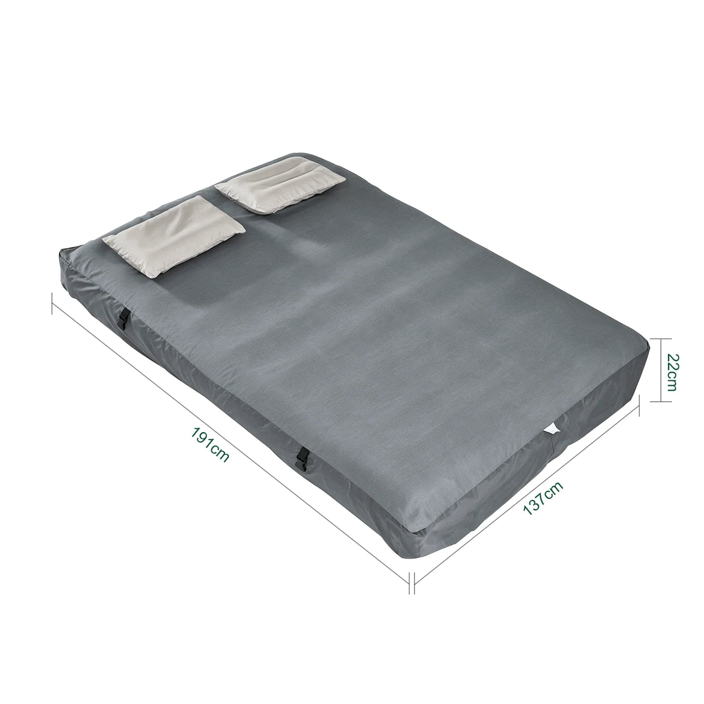 SoBuy OGS32-II-L-HG-P01 Matelas de camping gonflable pour 2 personnes, gris – Avec oreillers, drap-housse et pompe, 191 × 137 cm