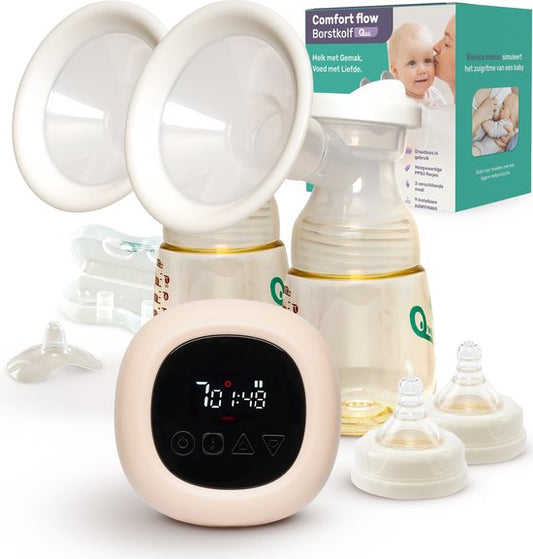 Tire Lait électrique - Qwali - Double - Sans BPA - avec 2 biberons - tire-lait sans fil