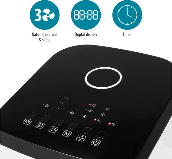 Climatiseur mobile Tristar 4 L – Avec télécommande et minuterie – Roulettes pivotantes – Éléments de refroidissement – Réglable – AT‑5446 – Blanc