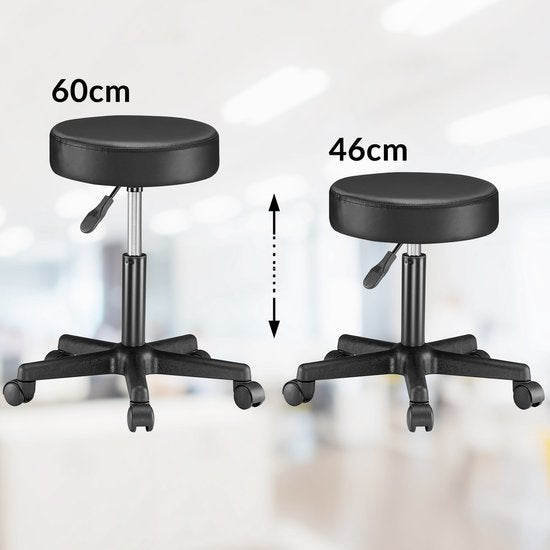 Casaria Tabouret pivotant réglable - Hauteur d'assise 46/60cm - 1 pièce Noir