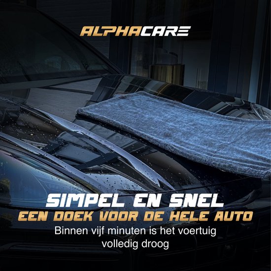 ALPHACARE - Serviette sèche + gant de lavage Voiture - Moto - Salle de bain - Séchage rapide - 60 x 80 - 600 GSM - Gris