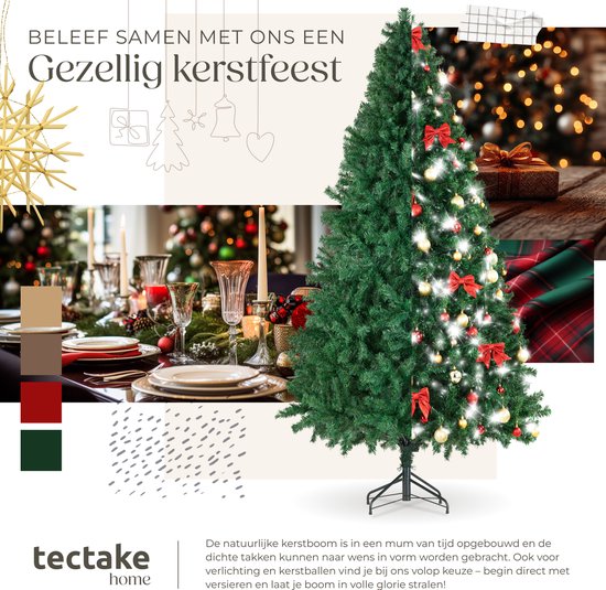 tectake® Arbre de Noël artificiel - Arbre de Noël artificiel fermé avec branches de pin flexibles et pliables et support en acier - 230 cm, 1346 aiguilles - Vert, idéal pour les décorations de Noël