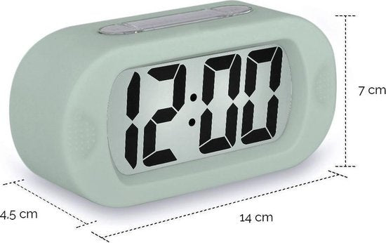 JAP AP17 réveil digital - Réveil robuste - Avec fonction snooze et éclairage - Boîtier protecteur en caoutchouc - Vert Pastel