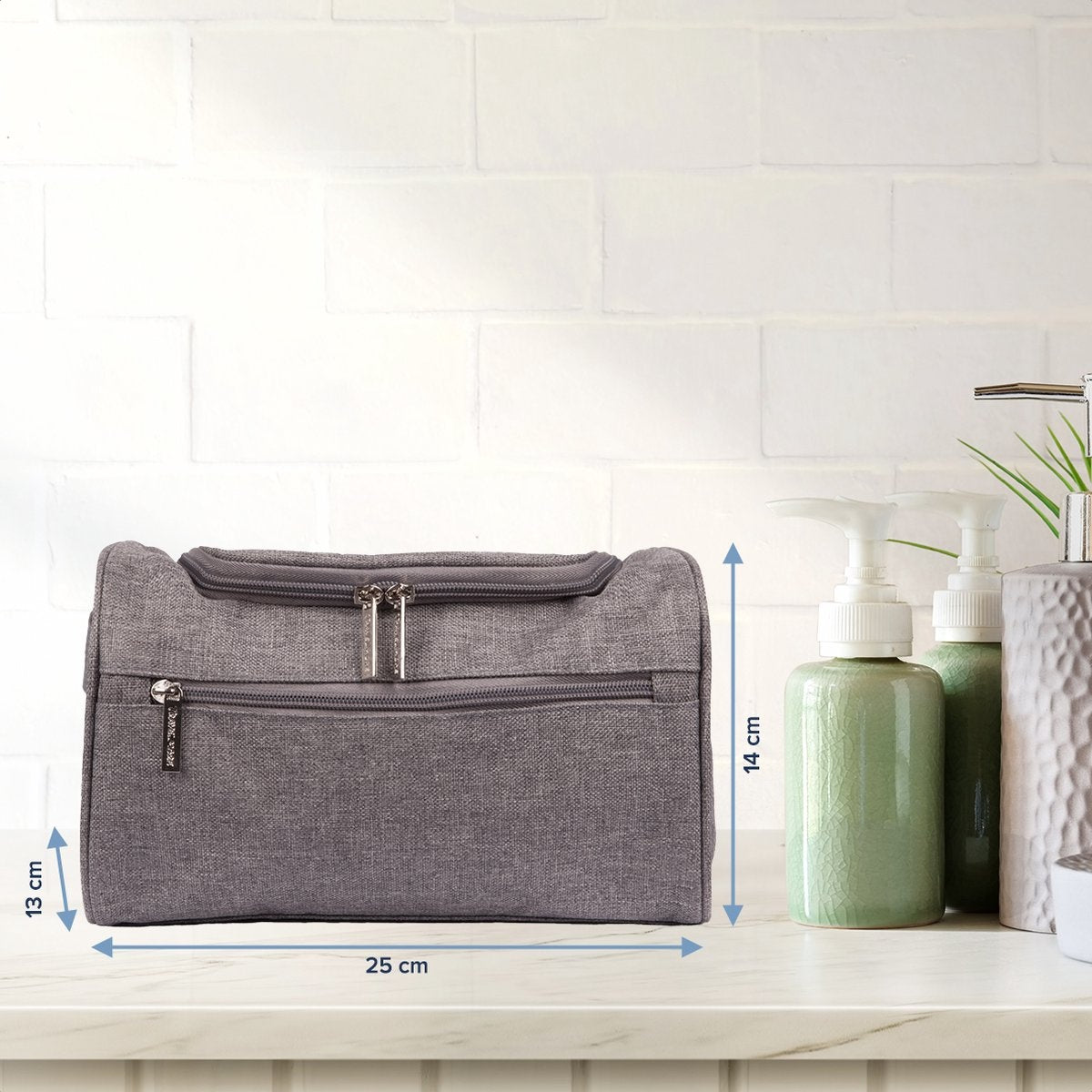 TRVLMORE Trousse de toilette suspendue - Organisateur de voyage avec crochet - Unisexe - Gris