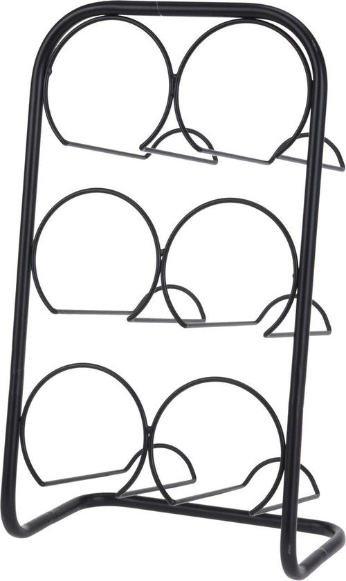 Metalen wijnflessen rek/wijnrek voor 6 flessen 22 x 14 x 38 cm - Wijnfles houder