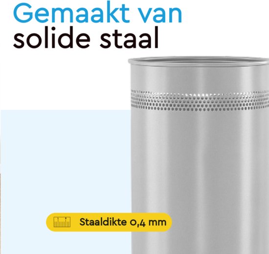 BRASQ Trashcan Metal Office/Home Use - Poubelle - Corbeille à papier - Rond - Poubelles - Argent 21 litres