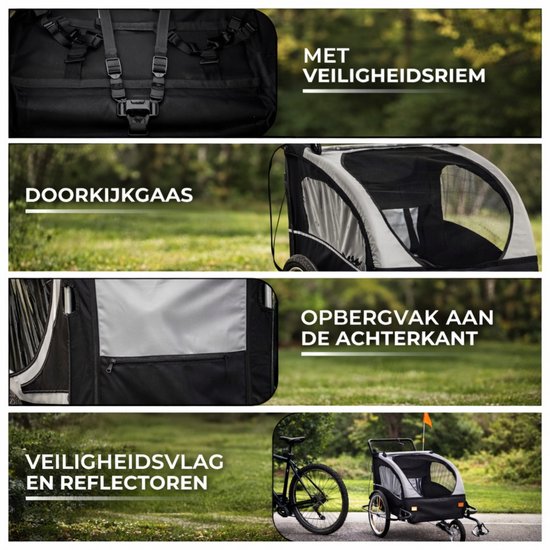 Outbee Bicycle Trailer For Kids - 2 in 1 Bicycle Trailer And Stroller - Kids' Bicycle Trailer - Kids' Buggy - 3 Wheels - With Flag