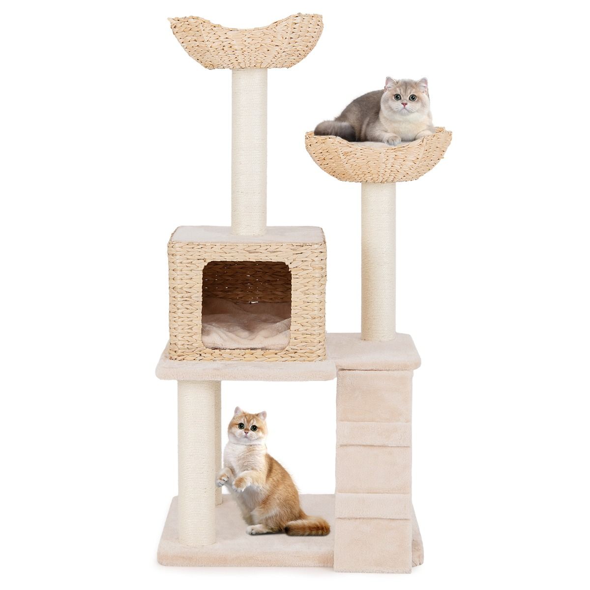 Arbre à chat Coast - 4 niveaux - arbres à chat en sisal - coussins lavables - beige 122 cm