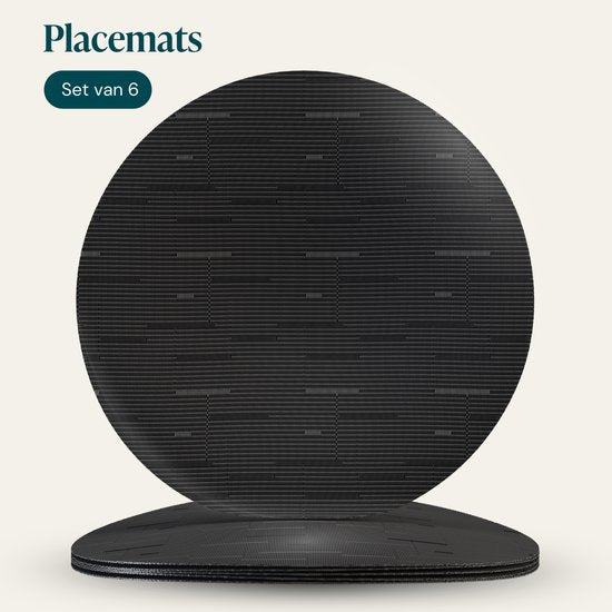 Set de table Castagnola - Set de table en plastique - Sous-verre - Sets de table en plastique et PVC - Lot de 6 - Diamètre 37 cm - Noir