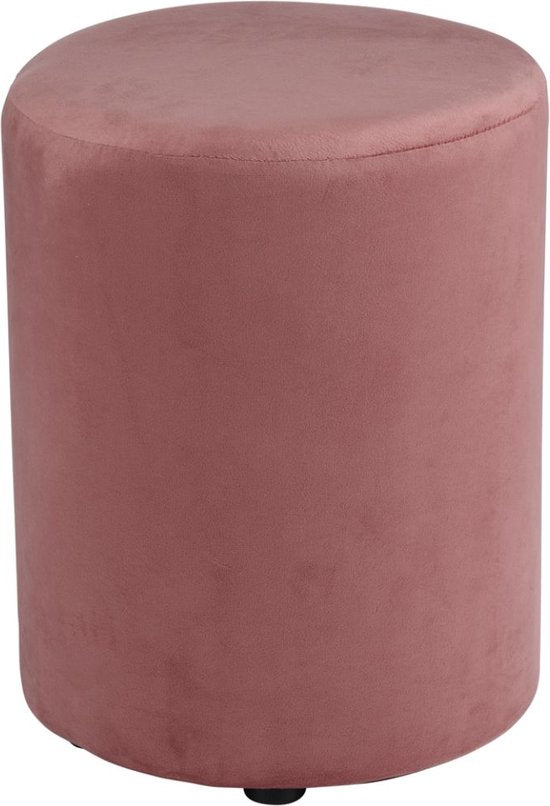 Arti Casa Tabouret rond en velours - Tabouret rond en velours 28x36 cm - Fauteuil ou tabouret compact - Tabouret pour le salon et la chambre à coucher - Rose