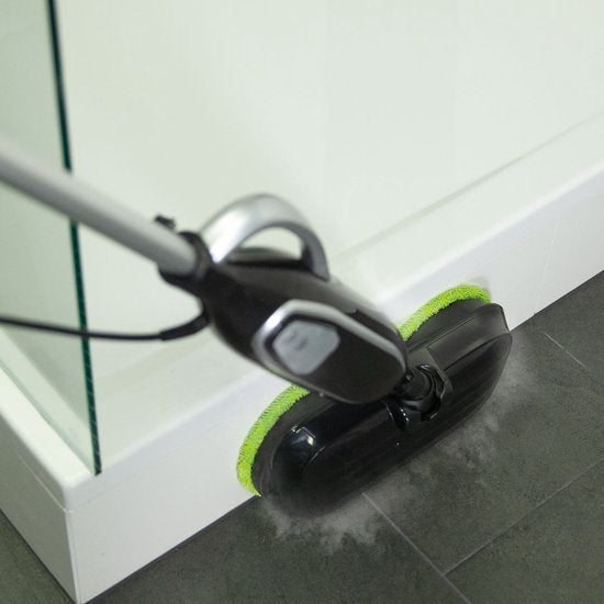 Nettoyeur vapeur Livington Steam Twister avec double tête de nettoyage rotative, nettoie, frotte et fait briller, générateur de vapeur à 3 niveaux, vapeur à 120 degrés, nettoyeur vapeur à main, réservoir d'eau de 350 ml, noir