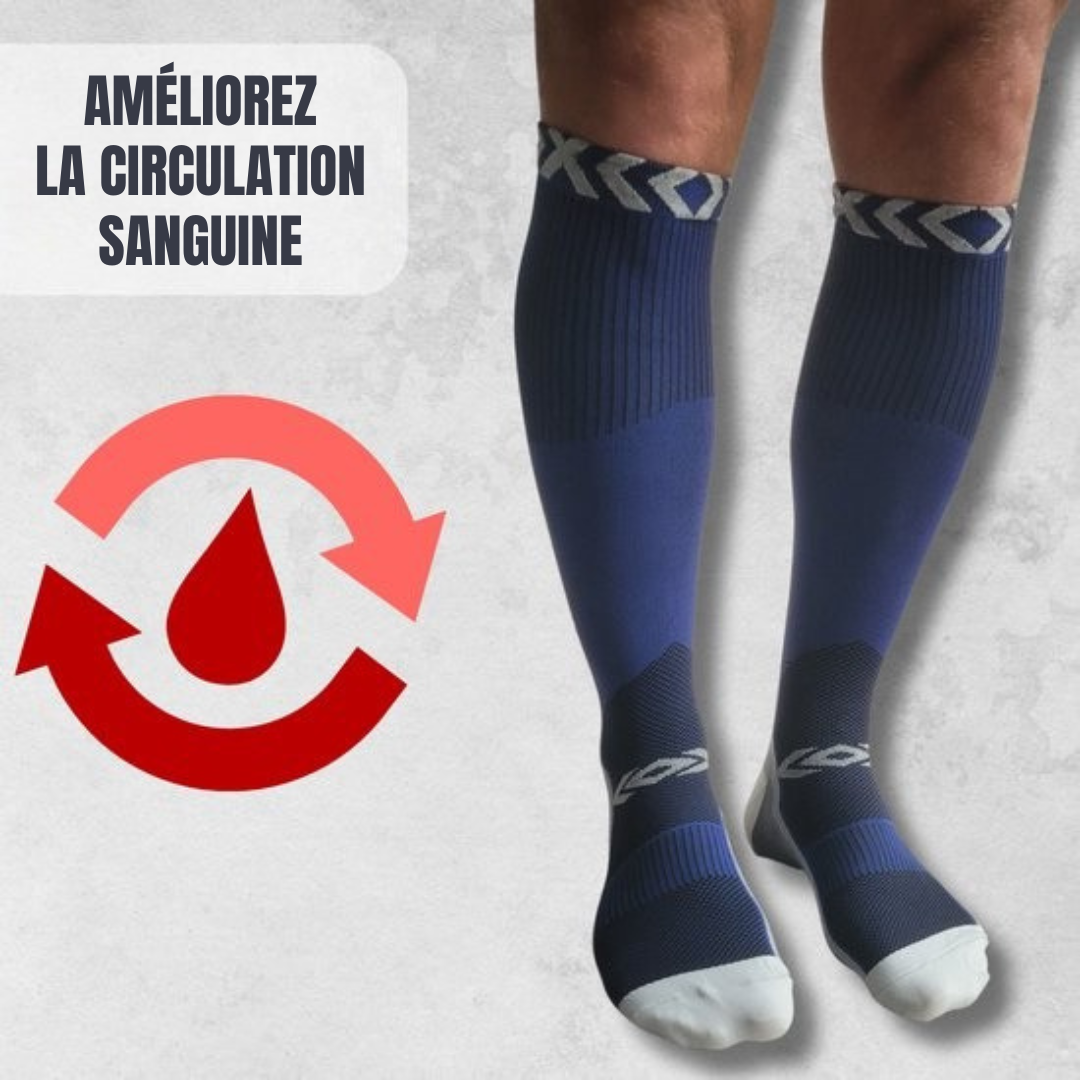 Chaussettes de soutien Sandside - Chaussettes de compression - Chaussettes de course - Premium Active - Taille 36-40 S/M - 2 paires - Bleu foncé