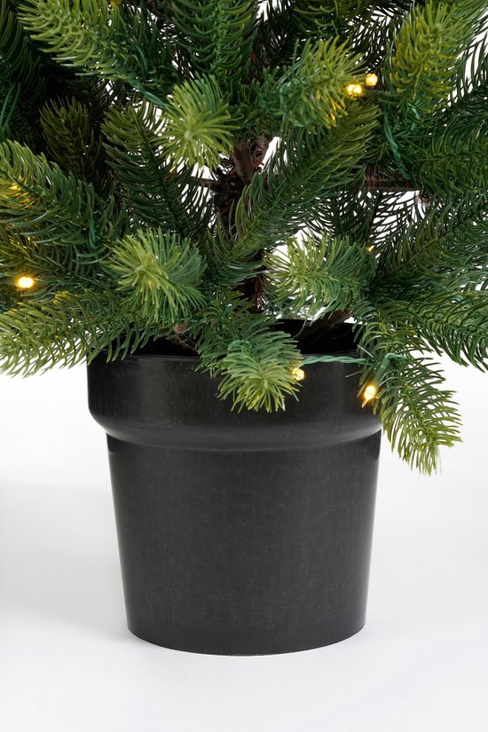Ensemble « Black Box Trees Nagoya » : sapin et couronne de Noël - 2 sapins de Noël artificiels et 1 couronne avec éclairage LED - H 90 x Ø 45 cm - Vert