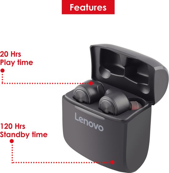 Écouteurs Bluetooth sans fil Lenovo HT20 - Noir