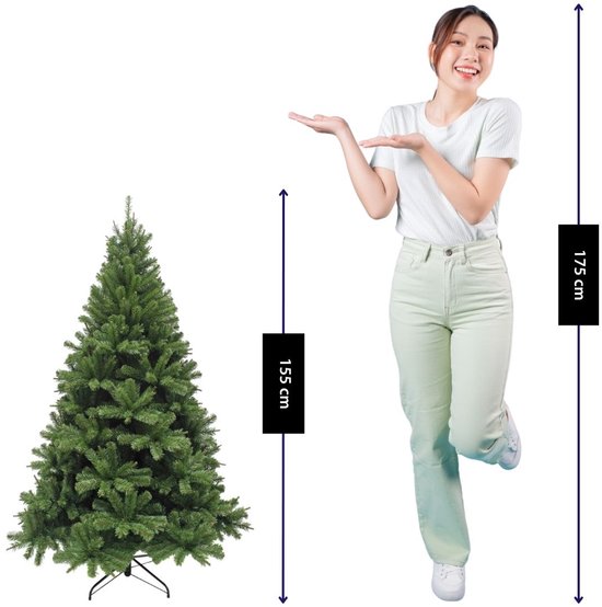 Triumph Tree Forrester - Sapin de Noël aux aiguilles en PVC souple - Décorations de Noël avec des branches à code couleur - Sapin artificiel à structure naturelle - H 155 x Ø 102 cm - Vert