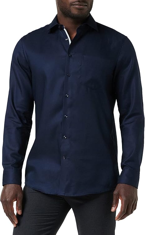 Seidensticker - 665 Chemise de travail SF Spread Kent Patch12 - taille L - Bleu foncé