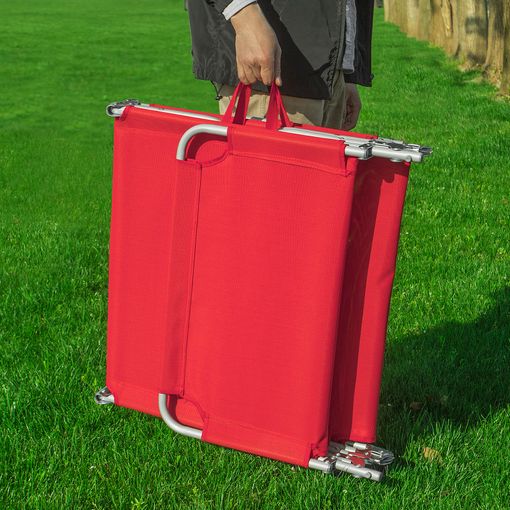Chaises longues de jardin Sobuy - 2 pièces - Rouge - 195x62x29 cm