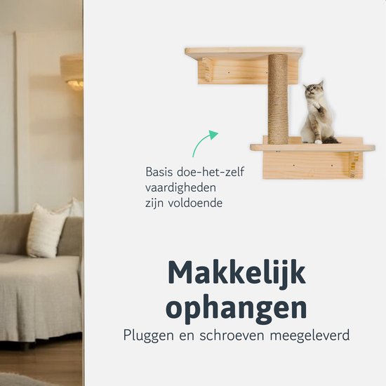 LBB Mur d'escalade pour chat - Convient à tous les chats - Griffoir inclus - Mur - Aussi pour les grands chats - Mur - Etagère - Meuble - Jouets pour chats - intelligence - Jouets