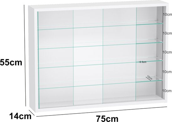 Vitrine debout vitrine murale suspendue - portes coulissantes - 75 x 55 x 14 cm