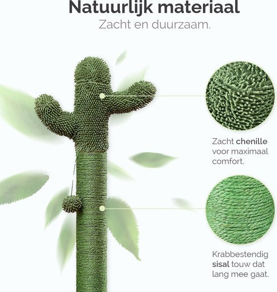 Gopets Griffoir pour chat - Griffoir cactus en sisal - Griffoir design moderne - Griffoir naturel avec jouet - 65cm