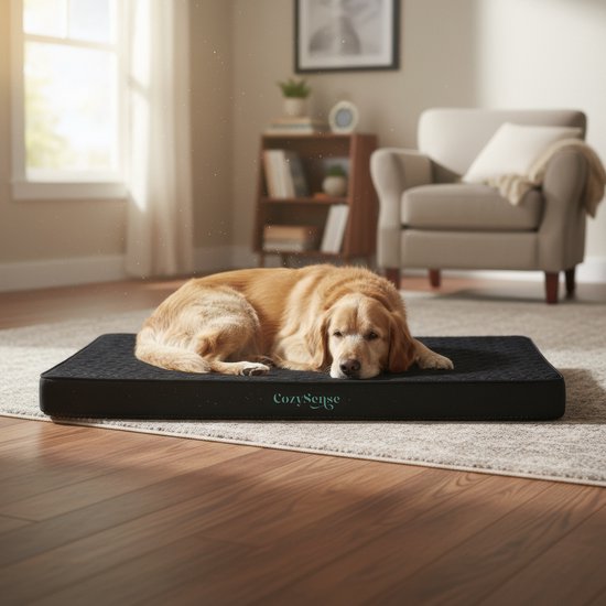 CozySense® - Coussin orthopédique pour chien 100 X 70 cm - Taille XL - Imperméable - Convient comme coussin de banc et lit pour chien - Noir