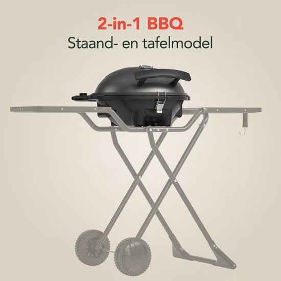 Barbecue électrique KitchenBrothers - 2-en-1 - Pliable - 2 400 W - 250 °C - Noir