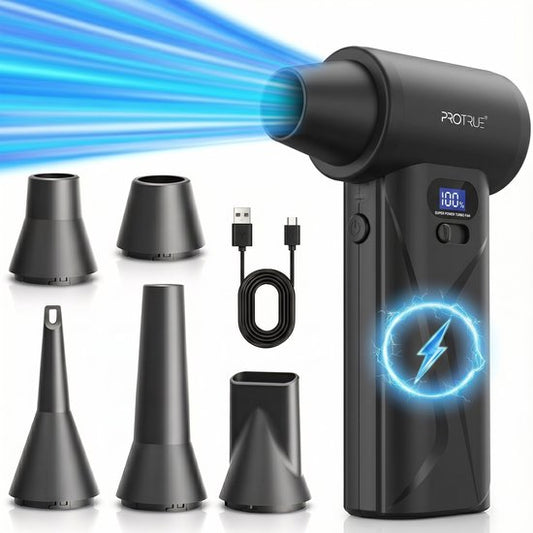 ProTrue® Air duster 110 000 tr/min - 4 vitesses - Dépoussiéreur sans fil - Air comprimé pour ordinateur - Turbo Fan Compressed Air - Souffleur à batterie