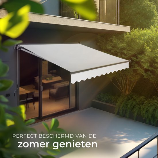 tectake® Sunshade with Articulated Arm - 250 x 200 cm - Store - Protection solaire pour fenêtre, balcon, extérieur - Fixation murale - Résistant à l'eau et aux UV - Gris clair