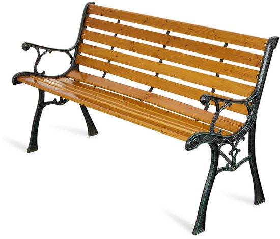 Lifa Garden Banc de jardin nostalgique - Banc d'extérieur - Pin naturel, acier - Marron - 126x52x73cm(LxLxH)