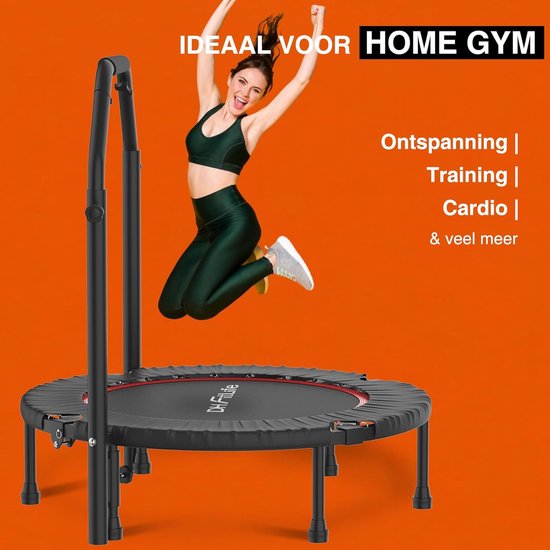 DH FitLife Fitness Trampoline d'intérieur pliable sans installation | Ø102 cm 40 Inch | Capacité de poids 150 KG | 4 positions de poignées réglables | Stable et silencieux pour enfants et adultes