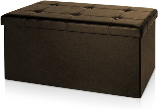 Banc Casaria avec rangement - 80x40x40cm 100L Faux cuir - Marron