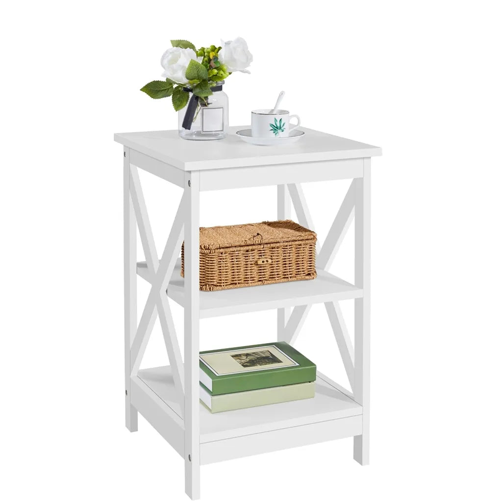 Table de chevet Yaheetech avec tablette ouverte, 40 x 40 x 61 cm, blanc