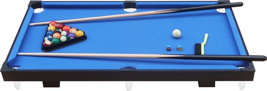 Cougar Table de billard Mini Portable Noir/Bleu – Poignée pratique – Incl. balles - 118x64x12cm