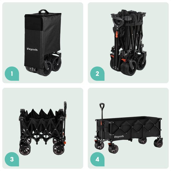 Chariot LifeGoods - XXL - pliable - 300L - Max 150KG - Noir