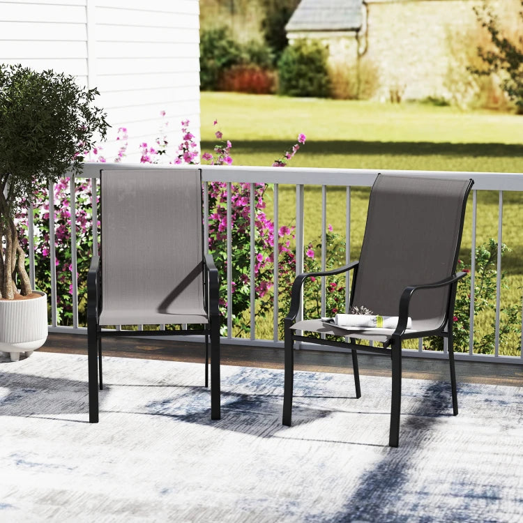 Chaises de jardin Coast - Lot de 2 - Dossier haut - Appui-tête - 150 kg - Gris
