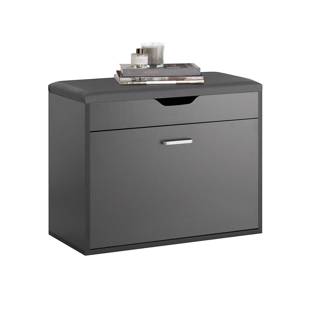 SoBuy Meuble à chaussures avec siège - 1 tiroir - Max. 120 kg - 60 x 30 x 50 cm - Noir