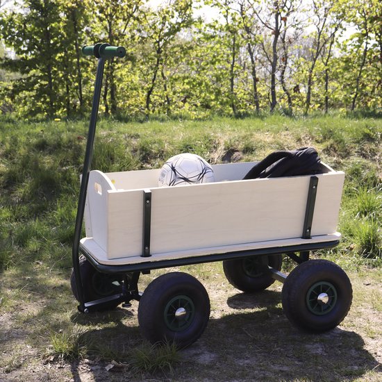 Sunny Billy Beach Wagon Chariot Vert - Bois brut - Chariot avec pneus - 94x61x97cm
