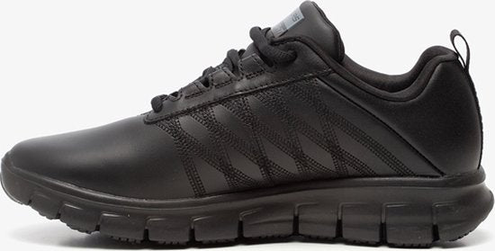 Baskets Skechers Work Relaxed Fit en cuir noir - Femmes