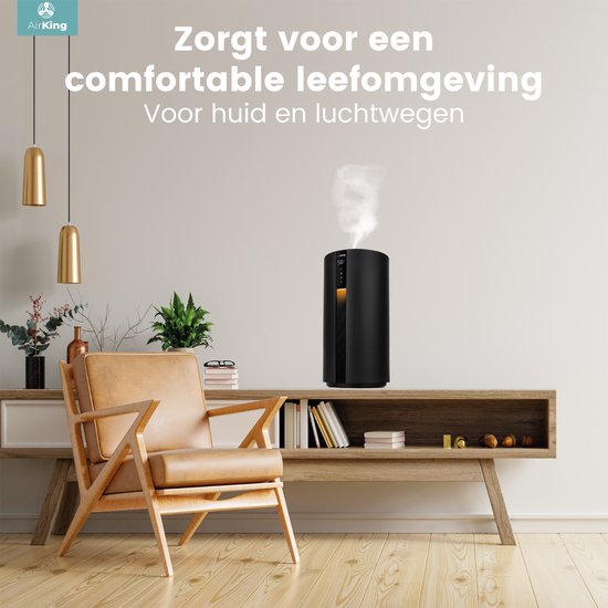 AirKing Humidificateur - Noir - Topfill - 3,5 litres - Hygromètre - Aroma