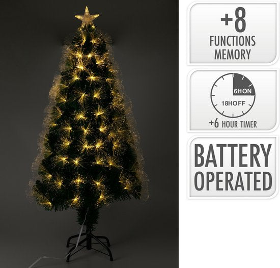 Décoration de Noël Sapin de Noël en fibre optique - étoiles lumières led et pointe - 60 cm - 8 fonctions
