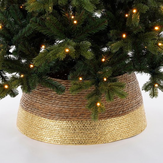 Mica Decorations Jupe pour sapin de Noël - H 26 x Ø 50 cm - Jonc de mer - Or