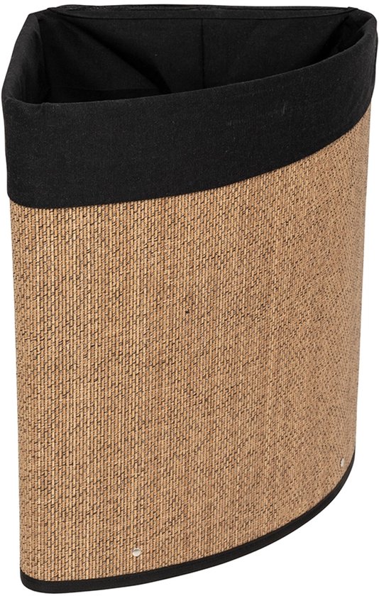 Panier à linge 5Five avec couvercle - bois de bambou - 60 litres - noir naturel - 41 x 30 x 50 cm