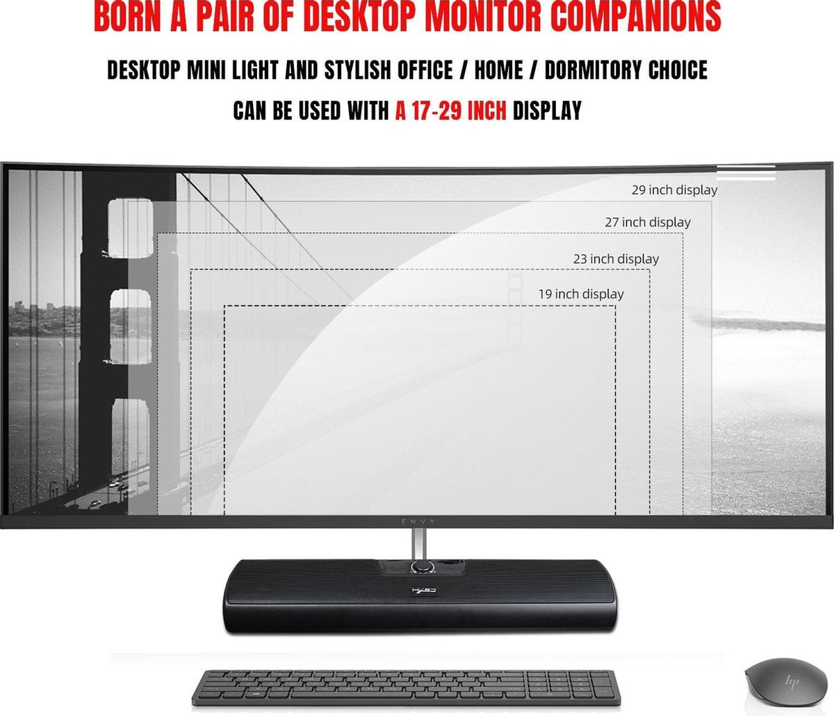 HXSJ Q3 Soundbar PC Speaker - USB - pour ordinateurs de bureau / portables / téléviseurs intelligents / projecteurs - Noir