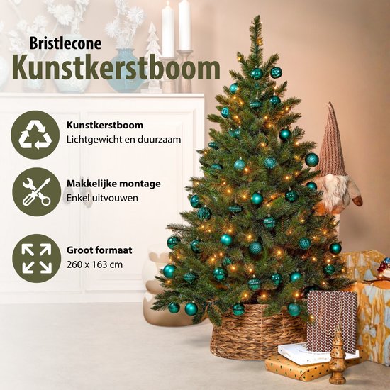 Sapin de Noël artificiel Triumph Tree Bristlecone - Sapin artificiel d'aspect naturel - Décoration de Noël d'intérieur - Finition en PVC à aiguilles rigides - H 260 x Ø 163 cm - Vert