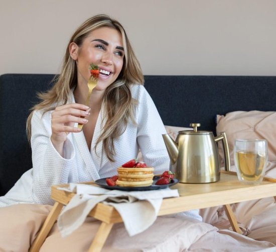 Vaja® Théière Juliette Gold - Double paroi - 1 litre - Théière en acier inoxydable avec filtre et porte-bouillon