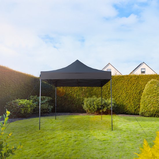 VONROC Party Tent - 3x3 m - Premium easy-up Party Tent - Modular Design - Pliable - Imperméable - Structure en acier - 50+ UV Protection - Sac de rangement inclus - Noir
