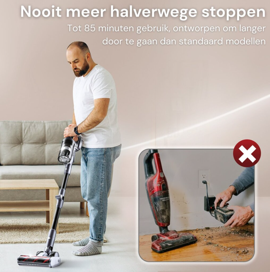 Aspirateur balai Vesora® V2 sans fil et sans sac - Aspirateur sans fil - Aspirateur à main sans fil - Aspirateur - Aspirateur balai avec filtre HEPA - Aspirateur pour animaux de compagnie - Aspirateur sans sac