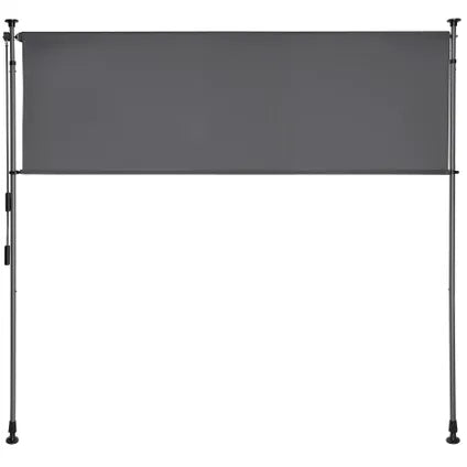 Tectake Store de soleil à fixation par pince Taija avec manivelle – Polyester hydrofuge offrant une protection élevée contre les UV et mât télescopique à plusieurs niveaux – Pour balcon et terrasse – Acier thermolaqué gris foncé – 150 x 310 cm