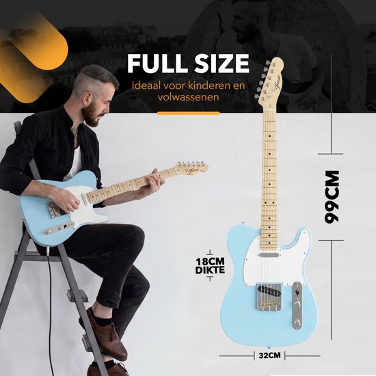 Guitare électrique Finesse avec ampli - avec cours vidéo - TE Guitare - Adultes - Enfants - Bleu