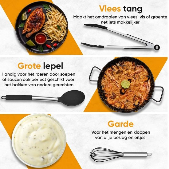 Strex Kitchen Utensils Set with Holder 43 pieces - Heat Resistant / BPA Free / Silicone - Ustensiles de cuisine